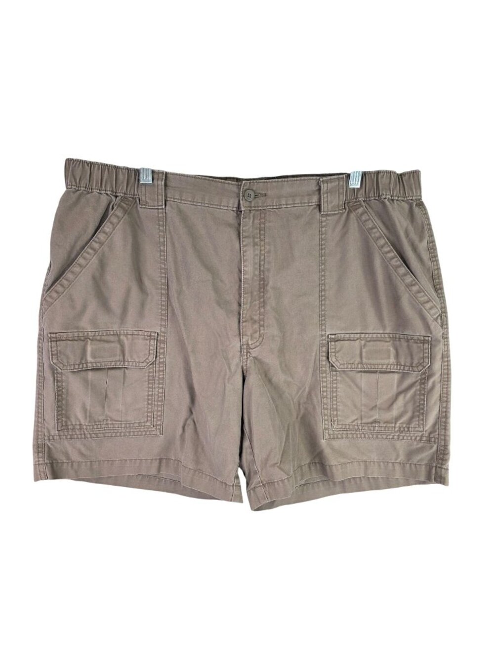 Mens Savane Tan Cargo Shorts Elastic Waist Cotton Blend 8" Inseam Size 40
